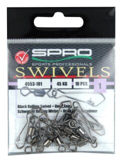 Spro Rollingwirbel schwarz mit Hook Snap Karabiner
