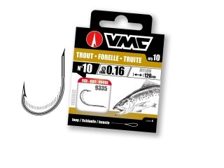 VMC Forellenhaken rot gebunden 120cm