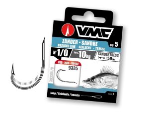 VMC Zanderhaken gebunden rot 50cm