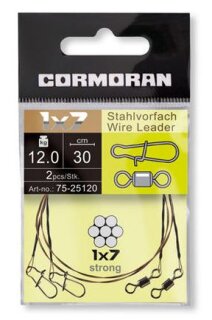 Cormoran 1x7 Stahlvorfach Wirbel + Karabiner 20cm
