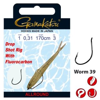 Gamakatsu BKD DropShotRig Haken Gr.1 Fluorocarbon 0,31mm 170cm
