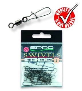 Spro Rollingwirbel schwarz mit Hook Snap Karabiner Gr. 2
