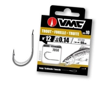 VMC Forellenhaken silber gebunden 60cm Gr.4 0,25mm