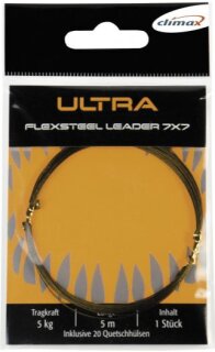 Climax Ultra Flexsteel Stahlvorfach mit 20 Quetschhülsen 5m 15kg