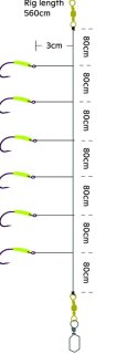 Kinetic Red Perch Rig Sabiki 0,7mm #2/0 Green/Glow