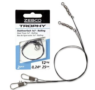 Zebco Trophy Stahlvorfach 1x7  3-fach Wirbel