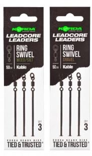 Korda Leadcore Leaders Ring Swivel kable weed/silt