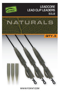 FOX Naturals Leadcore Power Grip Lead Clip Leaders 50lb